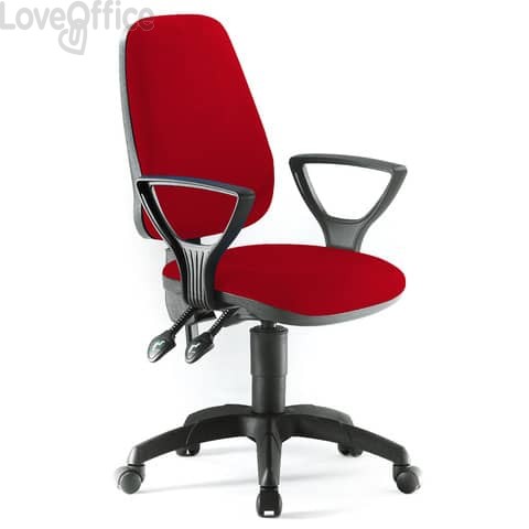 Sedia girevole per scrivania Unisit Leda Eco smart - schienale alto rivest. ignifugo Rosso con braccioli LDAY/BR/IR
