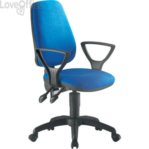 Sedia girevole per scrivania Unisit Leda Eco smart - schienale alto rivest. ignifugo Blu - con braccioli LDAY/BR/IB