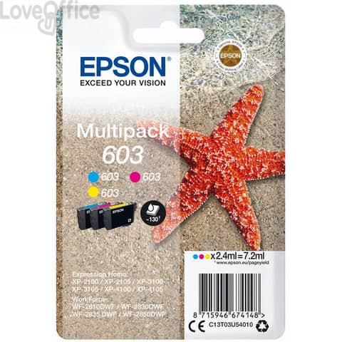 Cartucce Epson Multipack Giallo+Ciano+Magenta C13T03U54010 (conf.3)