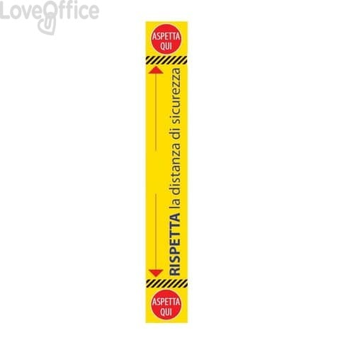 Adesivo di segnaletica a terra "Rispetta la distanza di sicurezza - 1 m" 120x19 cm giallo/nero/blu/rosso - 30019