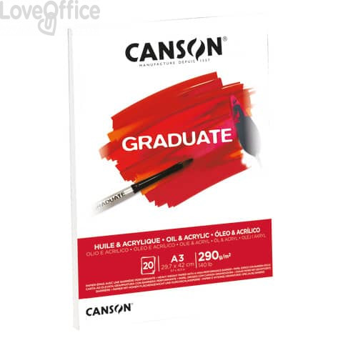Blocco da disegno Canson per olio e acrilico Bianco 290 g/m² A3 - 10 fogli C400110381