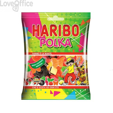 Caramelle Haribo Polka - Busta 100 gr - Assortito liquirizia/frutta - 16504