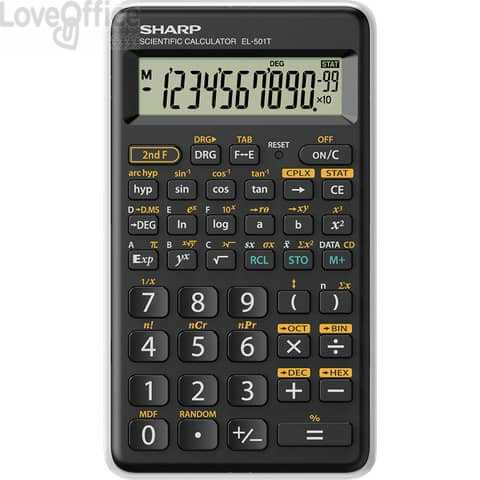 Calcolatrice scientifica Sharp EL-501T con 146 funzioni e ampio display 10+2 cifre Bianca