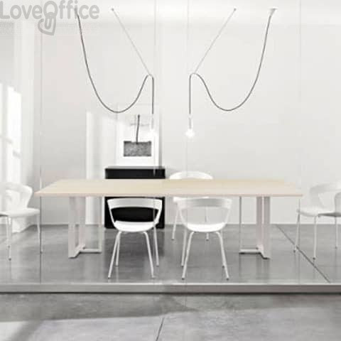 Tavolo riunione meeting LineKit Swing Twist 240x120xH.73 cm - piano rovere - struttura Bianco 
