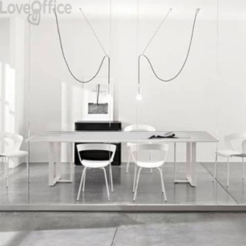 Tavolo riunione meeting LineKit Swing Twist 240x120xH.73 cm - piano grigio - struttura alluminio - 