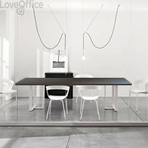 Tavolo riunione meeting LineKit Swing Twist 240x120xH.73 cm - piano wengé - struttura alluminio