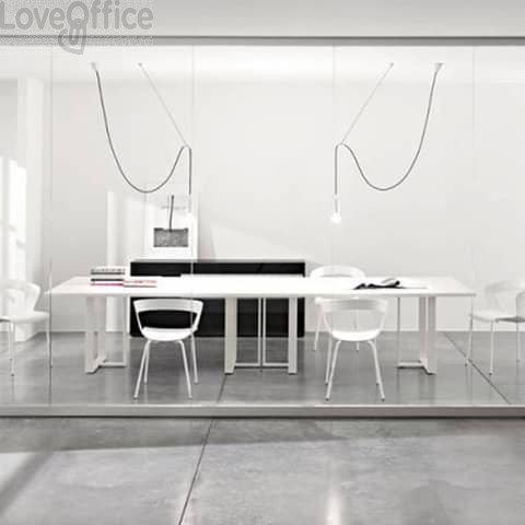 Tavolo riunione meeting LineKit Swing Twist 360x120xH.73 cm - piano Bianco - struttura alluminio