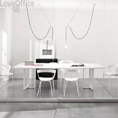 Tavolo riunione meeting LineKit Swing Twist 240x120xH.73 cm - piano bianco - struttura alluminio