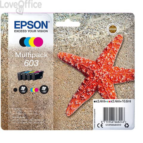 Cartuccia Ink-jet Epson 603 Nero/Ciano/Magenta/Giallo 4 colori C13T03U64020