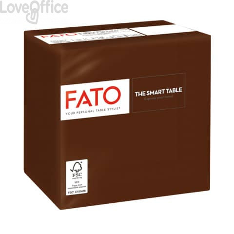 Tovaglioli piegati 2 veli Fato Smart Table pura cellulosa 24x24 cm cioccolato (conf.100)
