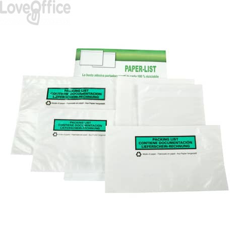 Buste adesive per spedizioni in carta ecologica Methodo C4 Trasparenti - 32,0x25,0 cm con scritta doc enclosed - X101412 (conf.250)