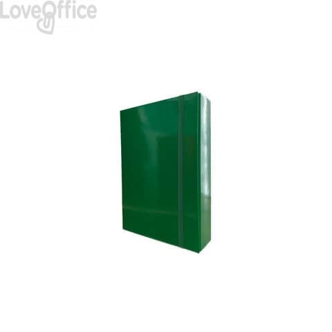 Portaprogetti in cartone con elastico piatto Euro-Cart Iris Dorso 8 cm Verde - formato A4 - CPRIO08ELPVE IRIS