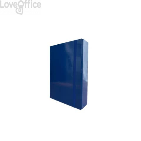 Portaprogetti in cartone con elastico piatto Euro-Cart Iris Dorso 8 cm Blu - formato A4 - CPRIO08ELPBL IRIS