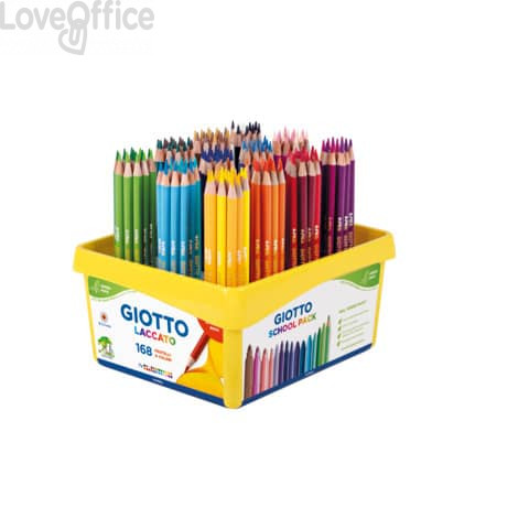 Schoolpack GIOTTO pastelli tondi mina 3,3 mm laccati 24 colori assortiti Green Pack (conf.168)