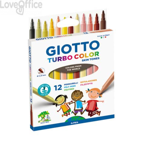 Pennarelli Giotto Turbo Color Skin Tones punta fine in fibra 2,8 mm colori assortiti (conf.12 pezzi)