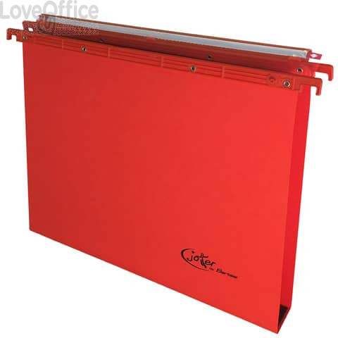 Cartelle sospese orizzontali per cassetti Joker interasse 39 cm - fondo a U 3 cm Rosso - Cartoncino 270 gr (conf.25)