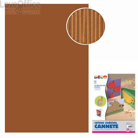 Cartoncini ondulati Cannetè - 50x70 cm - 230 g/m² Deco - Marrone (conf.10 fogli)