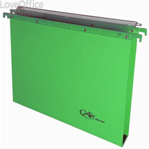 Cartelle sospese orizzontali per cassetti Joker interasse 39 cm - fondo a U 3 cm Verde - Cartoncino 270 gr (conf.25)