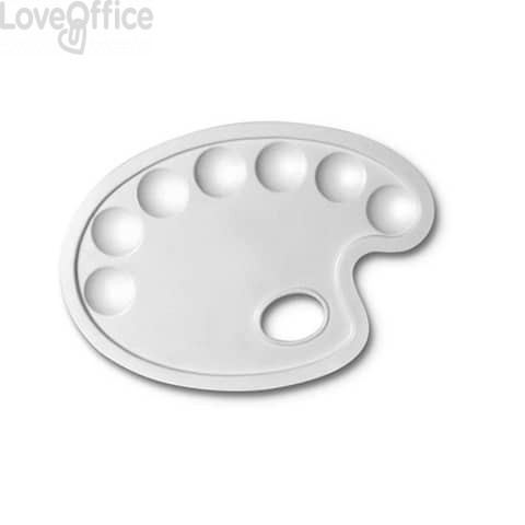 Tavolozze ovali CWR - Bianca - plastica 7 scomparti - 24x17 cm (conf.10)