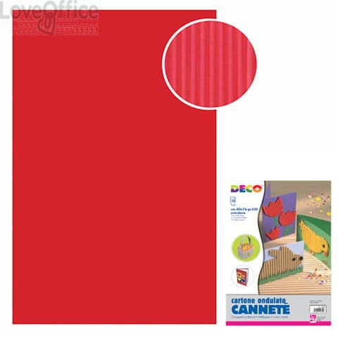 Cartoncini ondulati Cannetè - 50x70 cm - 230 g/m² Deco - Rosso (conf.10 fogli)