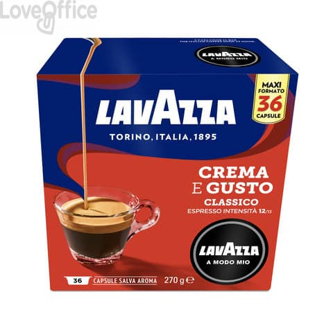 Caffè in cialde Lavazza Astuccio 36 capsule A Modo Mio Crema&Gusto 8889