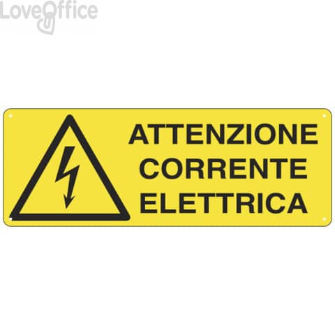 Cartello di pericolo 35x12,5 cm Cartelli Segnalatori "Attenzione corrente elettrica" - E1743K