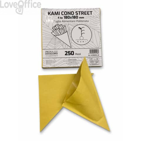 Cono Street in carta paglia Pigna Envelopes Kami 80gr + 9gr PE - 18x18 cm conf.250 pezzi - 0250023
