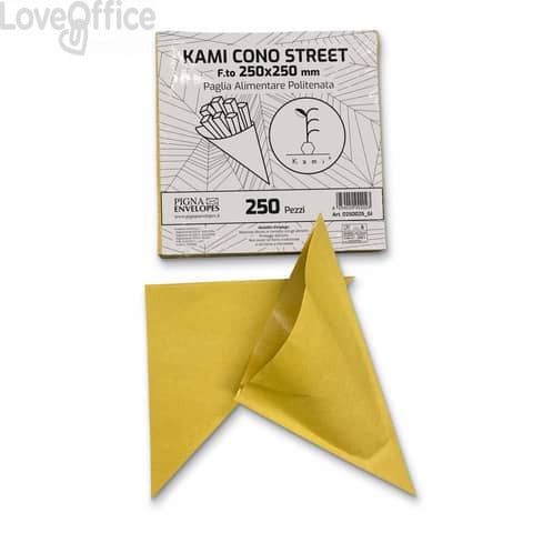 Cono Street in carta paglia Pigna Envelopes Kami 80gr + 9gr PE - 25x25 cm conf.250 pezzi - 0250025