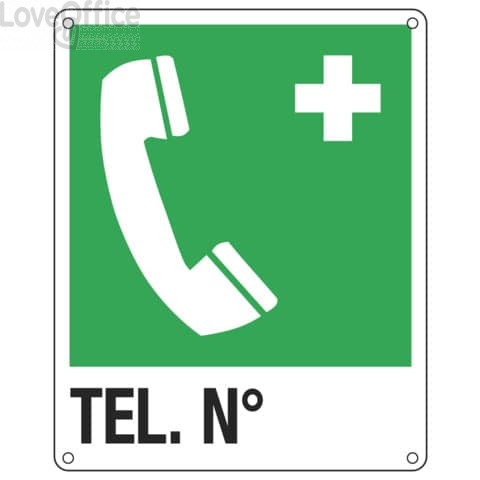 Cartello d'emergenza 25x31 cm Cartelli Segnalatori "Telefono di emergenza. Telefono n°'' - E20162X