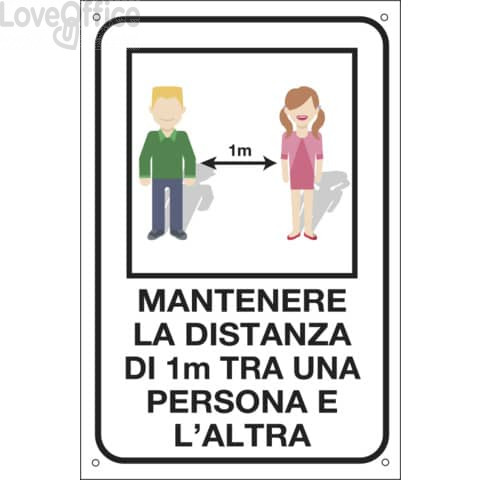 Cartello informativo 20x30 cm Cartelli Segnalatori "Mantenere la distanza di 1 metro tra una persona e l'altra''