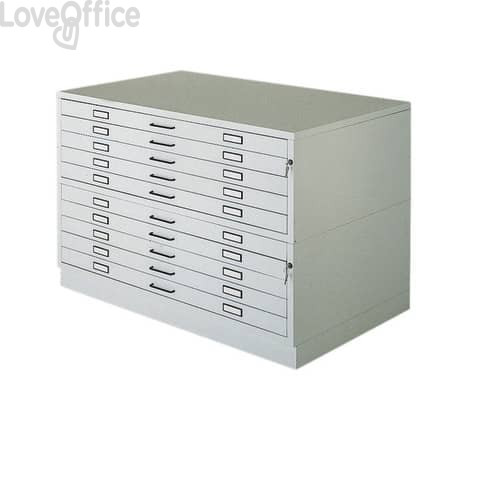 Cassettiera orizzontale in metallo a 10 cassetti Tecnostyl A1 Bianco - 113x79,5x97 cm - A1/10