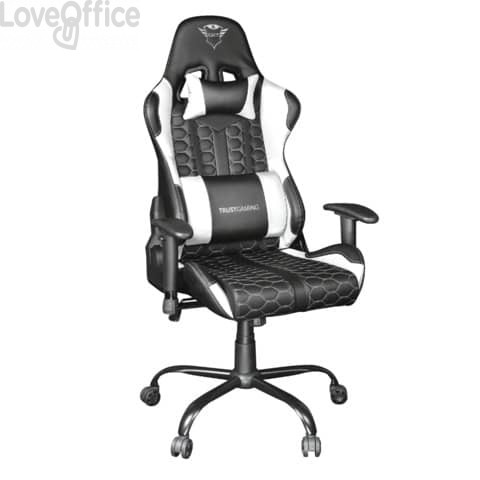 Poltrona da gaming Trust Resto Chair GXT 708W Nero con finiture Bianche 24434