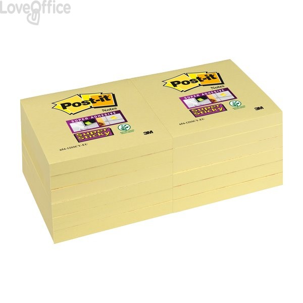 Foglietti riposizionabili Post-it® Super Sticky Canary™ - 76x76 mm - Giallo canary (conf.12)