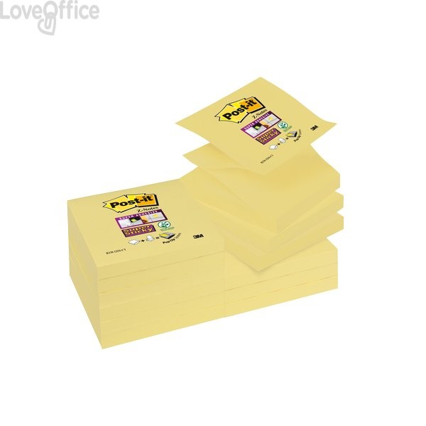 Ricariche Post-it® Z-Notes Super Sticky Canary™ - 76x76 mm - Giallo canary (conf.12 blocchetti da 90 fogli)