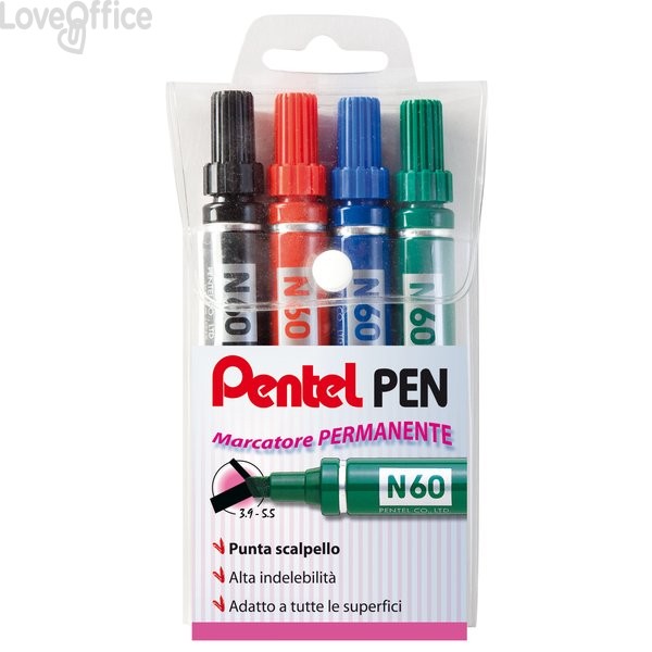 Pentel pennarelli indelebili - Pentel N60 - Assortito - 3,9-5,5 mm (conf.4)