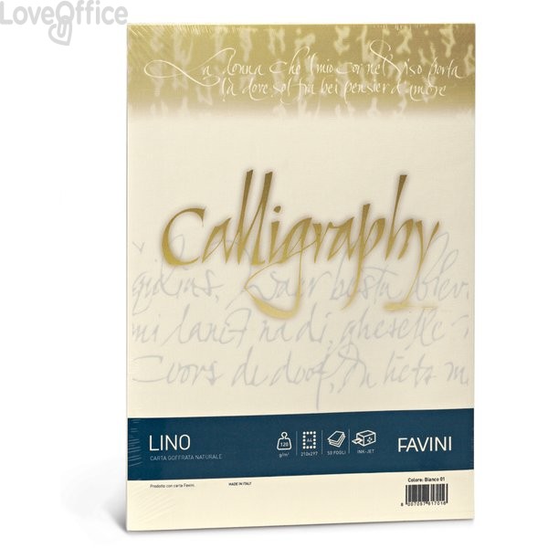 Calligraphy effetto lino Favini - lino - Avorio- fogli - A4 - 200 g/m² - A69Q614 (conf.50)