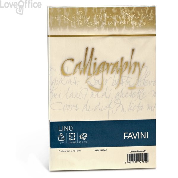 Calligraphy effetto lino Favini - lino - Avorio- buste - 12x18 cm - 120 g/m² - A57Q617 (conf.25)