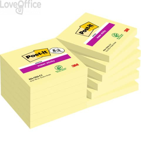 Value pack 8+4 Post-it®Canary Super Sticky 654 giallo - 76x76 mm