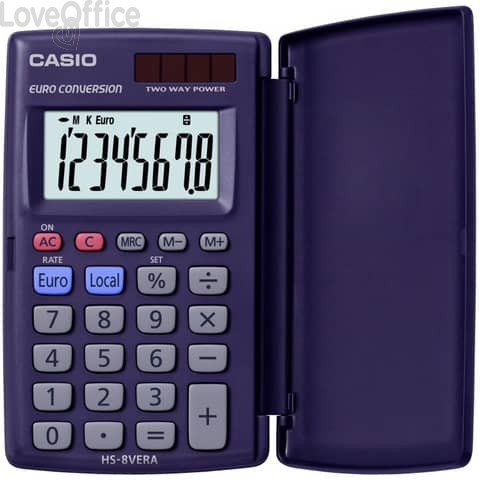 Calcolatrice tascabile CASIO solare o batteria Blu - display 8 cifre HS-8VERA