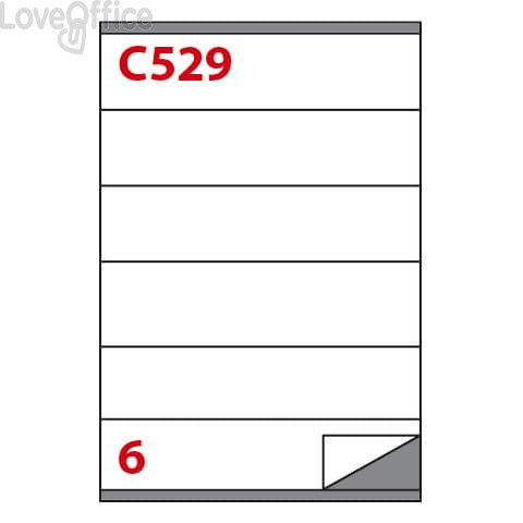 Etichette Bianche Copiatabu C529 laser/inkjet - 6 et./foglio - Markin 210x48 mm - X210C529 (conf.100 fogli)