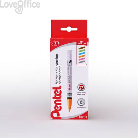 Pennarelli a vernice indelebili punta 2,9 mm - Pentel colori assortiti speciali (conf.6)