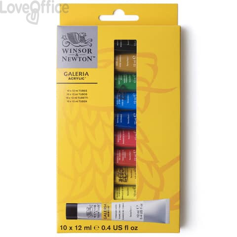 Set tubetti colore acrilico Galeria 12 ml Winsor&Newton colori assortiti (conf.10)