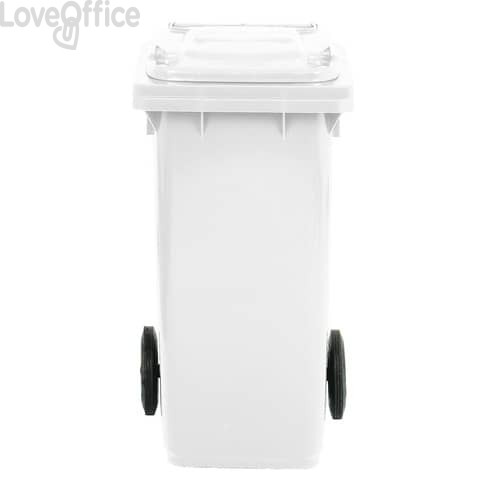 Bidone carrellato per raccolta differenziata 120 litri con coperchio PEHD Mobil Plastic Bianco - 1/120/5-BIL