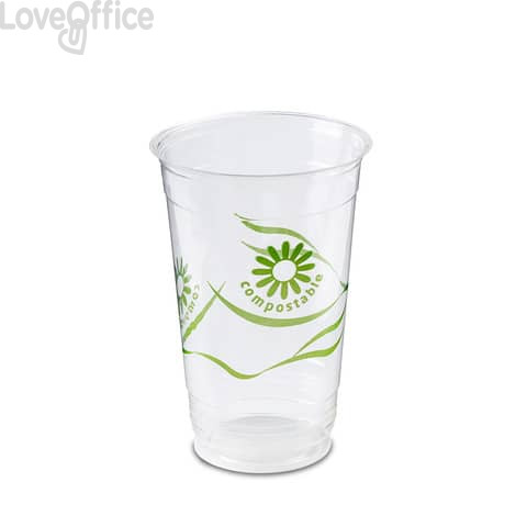 Bicchieri Trasparenti PLA acido polilattico Dopla Green 400 ml (conf.20)
