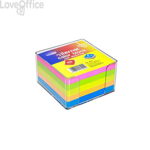 Dispenser neutro Trasparente con blocco in carta colorata non collato 90x90 mm Memoidea 500 fogli