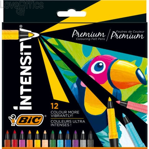 Pennarelli con grip BIC Intensity Premium tratto 0,73 mm conf. 12 colori assortiti - 977891