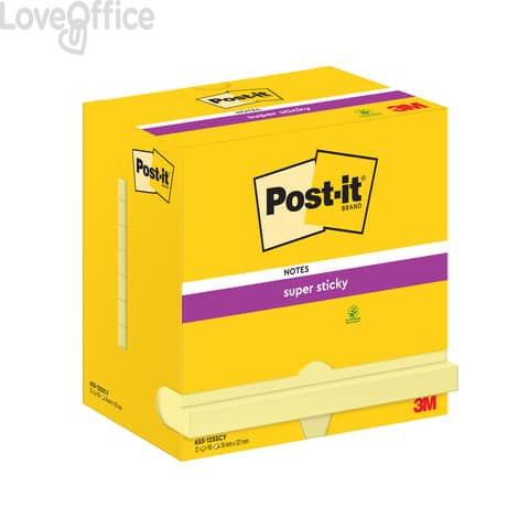 Foglietti riposizionabili Super Sticky Notes Post-it® Giallo Canary 76x127 mm - 12 blocchetti da 90 ff - 7100290175