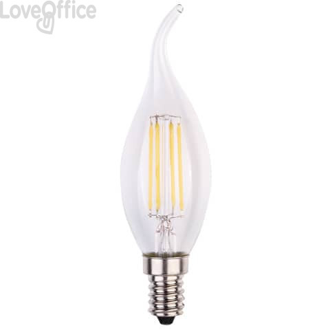 Lampadina LED a filamento fiamma 6W attacco E14 806 lumen luce naturale MKC 4000K