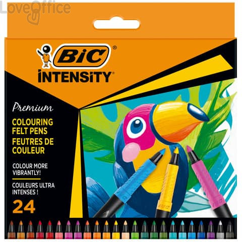 Pennarelli con grip BIC Intensity Premium tratto 0,73 mm - colori assortiti (conf.24)