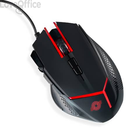 Mouse ottico con cavo da gaming 9 pulsanti - retroilluminazione rossa Media Range Nero - MRGS200